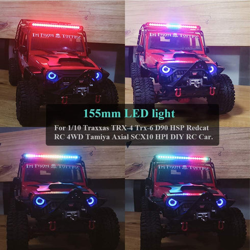 RC LED Light Bar Roof LED Lamp Kit, 20 Light Modes Control 155mm for 1/10 TRX-4 TRX-6 D90 HSP Redcat RC4WD Tamiya Axial