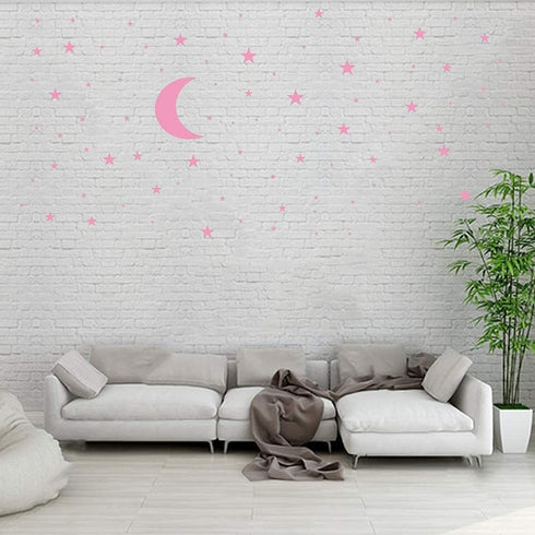 Moon and Stars Wall Decal Vinyl Sticker, Removable Kids Art DIY Mural for Baby Room Decoration, Good Night Nursery