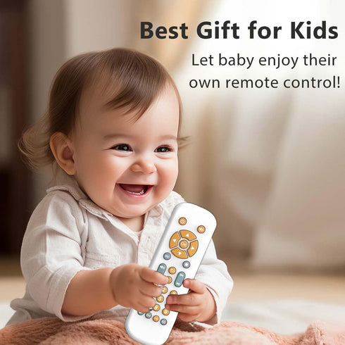 Baby TV Remote Control Toy with Light and Sound, Early Educational Music Toy, Gift for 6 Months+ (White)