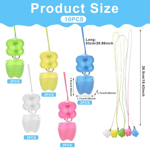 Sliverdew 10 Pcs Tooth Saver Necklaces Lost Teeth Storage Box Tooth Necklace for Lost Teeth Organizer Baby Milk Teeth
