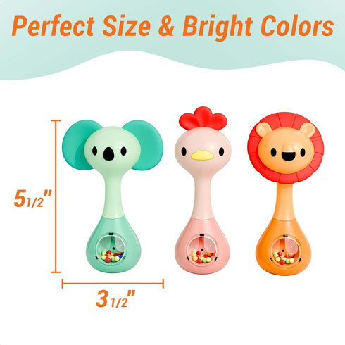 3-6-12 Tummy Set, 4 5 7 8 9 10 iPlay, iLearn Baby Shaker Rattle Toy, Babies Teething Sensory Toys Month, Infant