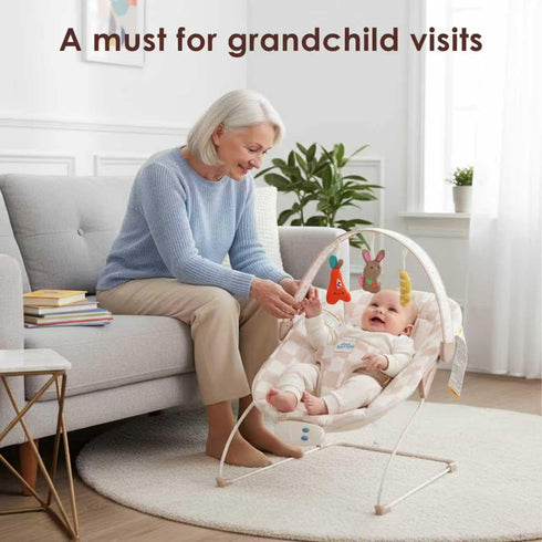 0-6 20lbs Baby Bouncer Baby Bouncer seat, Infants Bouncy Seat with Music & Sensory Toys, Compact & Machine Washable