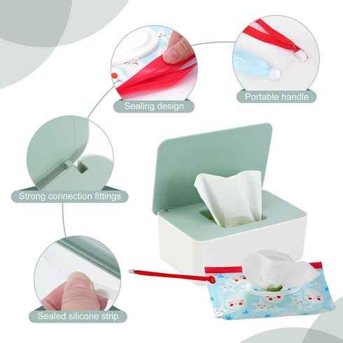 BEIZMHBO 6PCS Set, 2 2 2 Diaper Wipes Dispenser Refillable Baby Wipe Containers with Travel Wet Wipe Pouch & Spring