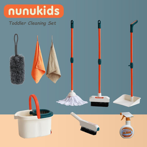 nunukids Set Set 1-3 Set Set Set Toddler Cleaning - Realistic Cleaning for Toddlers - Engaging Kids Broom and Dustpan