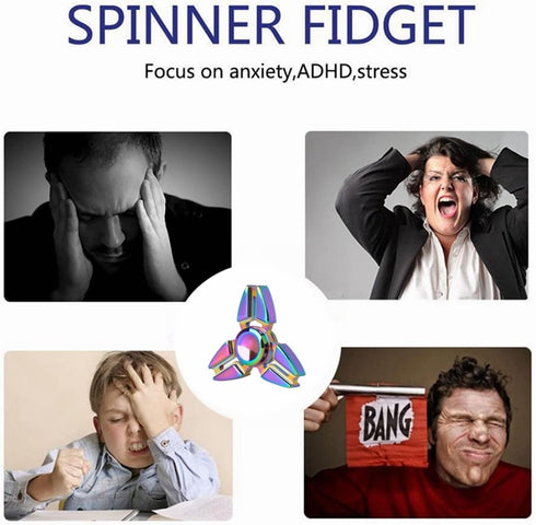 Metal Rainbow Fidget Spinner Toys, High Speed Bearing Stress Reducer for Adults and Children, Office Desk Gadget