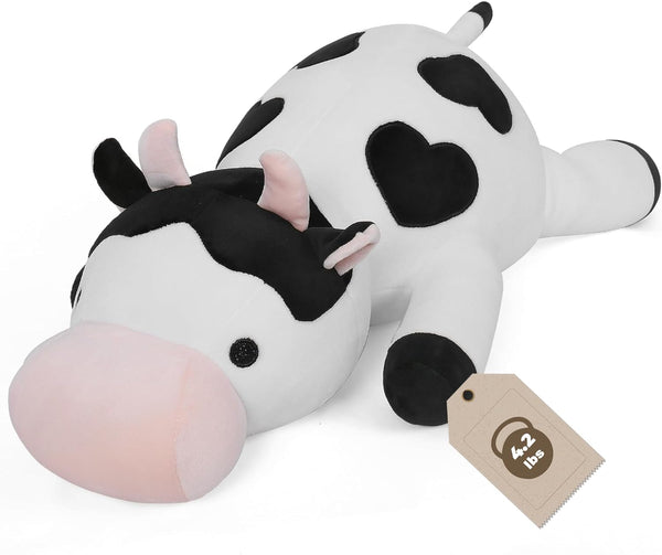 FLORVIV Weighted Cow Stuffed Animals Weighted Plush Toy 24" 4.2lb Cute Cow