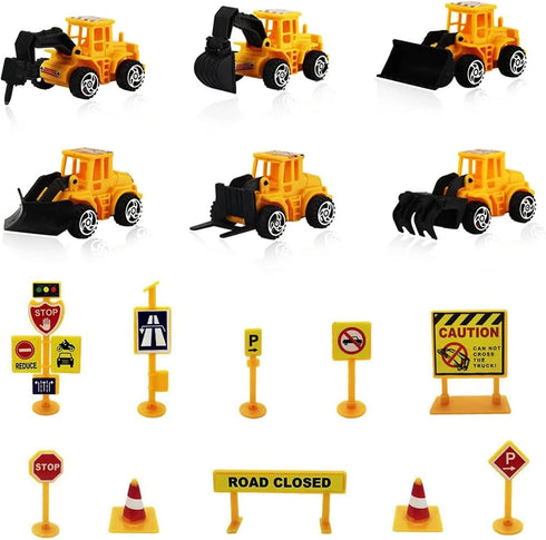 Set Favors-16pcs Newmemo Construction Cake Topper Vehicles Cake Decoration Truck Excavator Tower Crane Cupcake Topper
