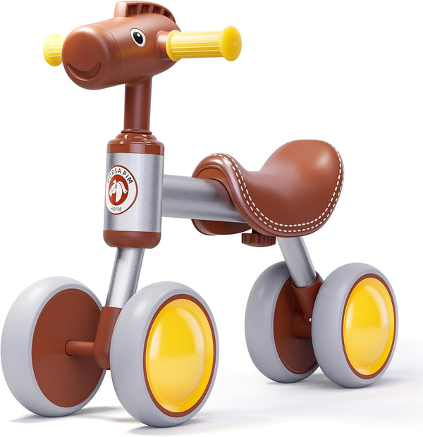 Baby Balance Bike for 1-2 Year Old Boy Girl, 4 Wheels Toddler Balance Bike, First Birthday Gifts for 12-24 Months