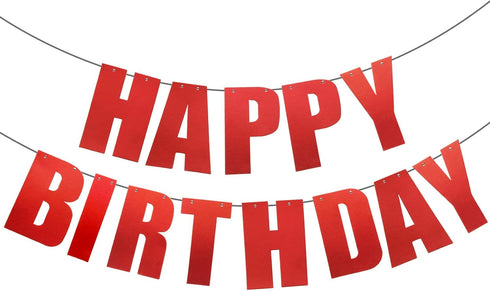Happy Birthday Banner for Birthday Party Decorations, Red
