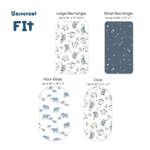 3 Pack Stretchy Ultra Soft Fitted Bassinet Sheets, Universal Fit for Baby Cradle, Moses Basket, Oval Rectangle
