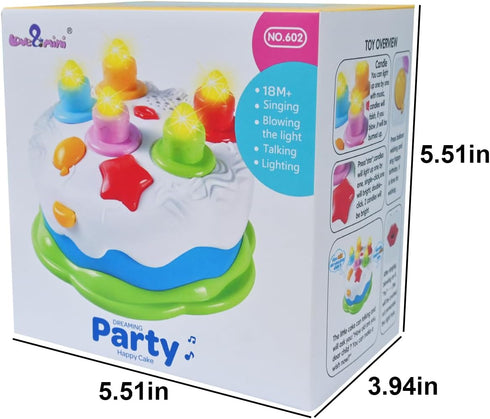 Baby Birthday Cake Toy with Candles, Music Toy for 2-5 Years Old, Toddler Christmas Gift