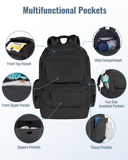 Backpack, Backpack 2 Mancro Diaper Bag Multifunctional Baby Bag with Large Capacity and Waterproof Fabric,Diaper