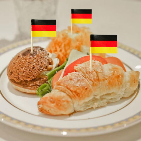 German Flag, Mini Toothpick Flags for Food, Cupcakes, Cocktails, and Party Decorations