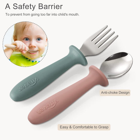 VITEVER 6 Pieces Toddler Utensils Set, Kids Silverware with Silicone Handle, Dishwasher Safe