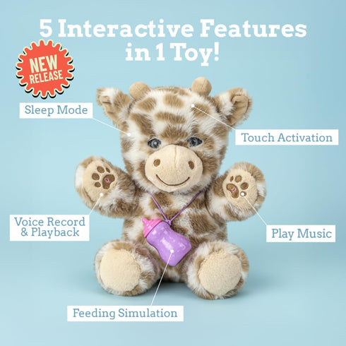 Love By Emi Interactive Recording Plush Toy for Toddlers Press to Record & Play, Touch-Activated Sound Play, Fun Songs