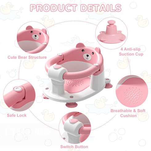 6 4 Baby Bath Seat for Babies Months & up, Non-Slip Toddler Bath Seats for Babies Sitting Up, Safe Infant & Newborn