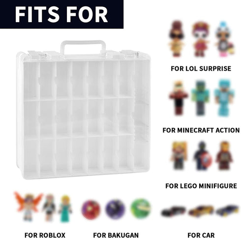 Toy Car Storage Organizer Case for Hot Wheels, Matchbox Cars, Display Container for LOL Surprise Dolls, 48 Compartments