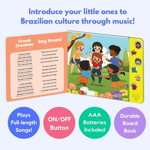 1-3, I Love to Sing in Portuguese: Brazilian Nursery Rhymes, Musical Baby Sound Books for Toddlers Brazilian Books