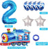 Weenkeey 2nd 2 Birthday Train Balloons - Giant Aluminum Foil Balloon Number Mylar for Railroad Party - Blue