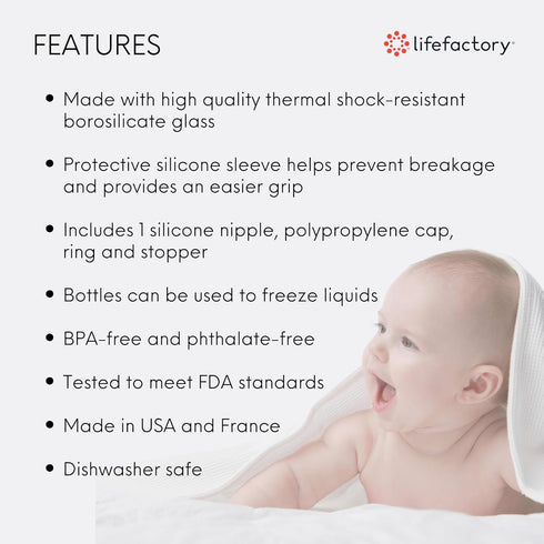 4 oz Pack 4 2- 1- 1- Lifefactory Glass Baby Bottle BPA Free | Protective Silicone Sleeve | of | Lavender, Mint