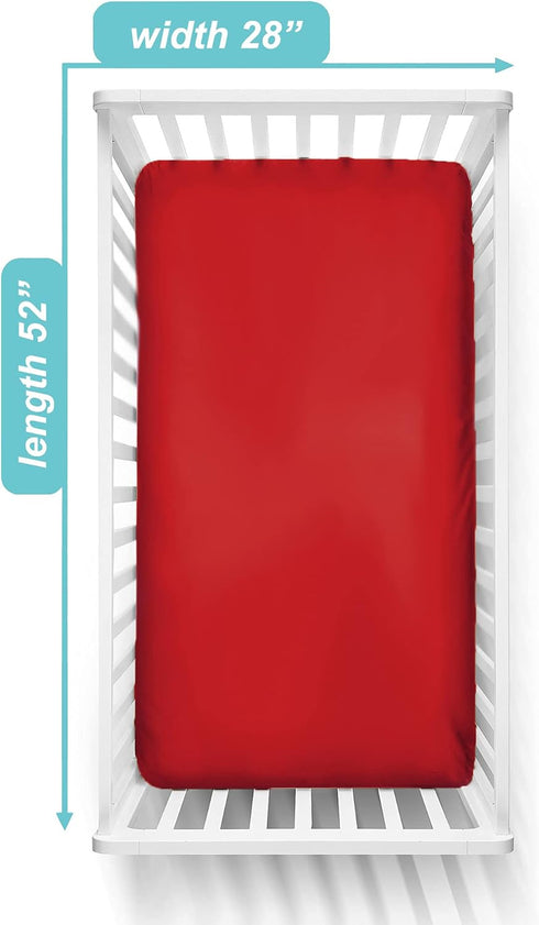 TL Care Supreme 100% Natural Cotton Fitted Crib Sheet, 52" x 28", Red