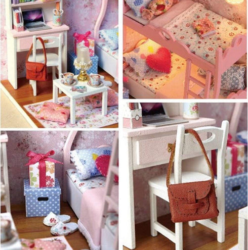 Flever Dollhouse Miniature DIY House Kit Creative Room with Furniture and Cover for Romantic Artwork Gift(Mood