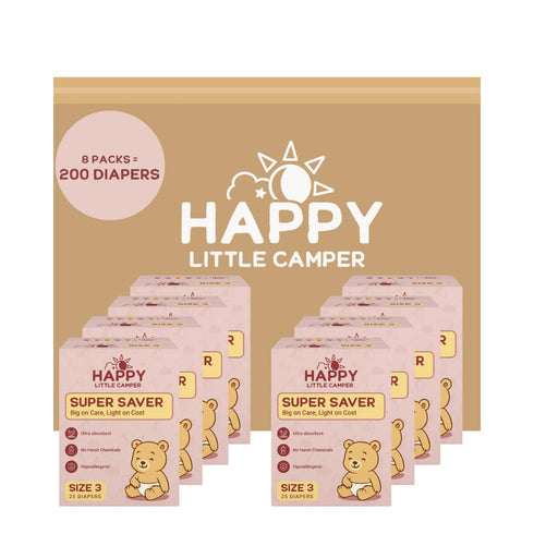 Happy Little Camper Super Saver Diapers, Size 3, 200 Count | Budget-Friendly