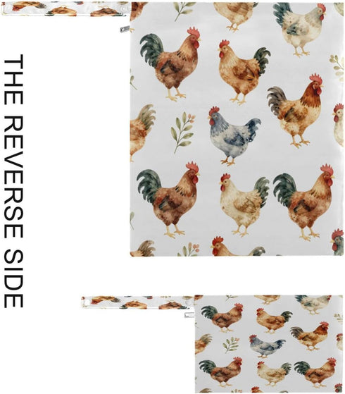 Haskirky 2 Hen and Rooster Pcs Cloth Diaper Wet Dry Bags,Waterproof and Washable Bag for Travel Reusable Wet Bag