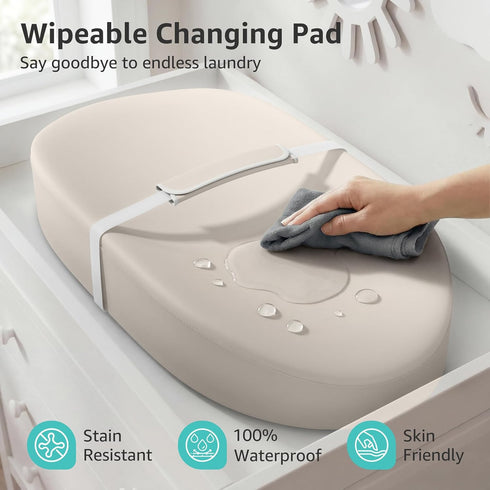 YENING Waterproof Leather Changing Pad - Washable Baby Diaper Mat - Beige