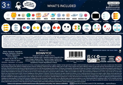 Solar System for Kids with 61 Felt Figures - BONNYCO Space Montessori Toys for Girls Boys Birthday Gifts