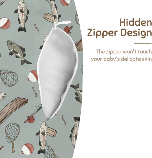 Selgkds Summer Vintage Fishing Nursing Pillow Covers Gender Neutral Fishing Lovers Gift Soft Stretchy Nursing Cover