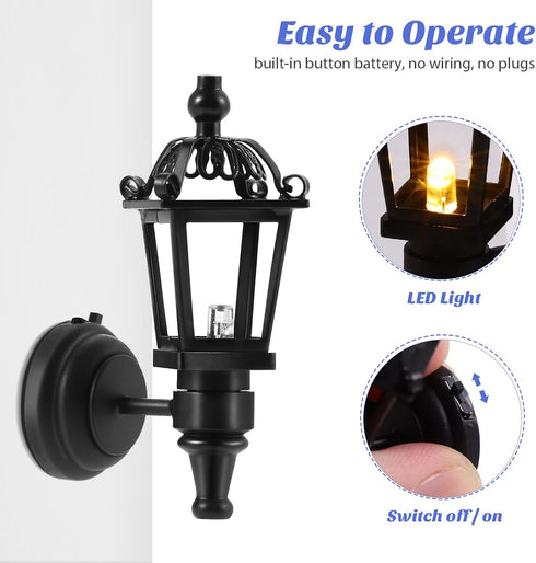 2pcs 1: 12 TOYANDONA Dollhouse LED Wall Sconces Scale Wall Lamp Simulation Miniature Furnitures for DIY Dollhouse