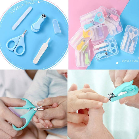 Magik 4-in-1 Set Baby Newborn Infant Toddler Grooming Kit Nail Clippers Scissor Nail File Tweezer (Pink)