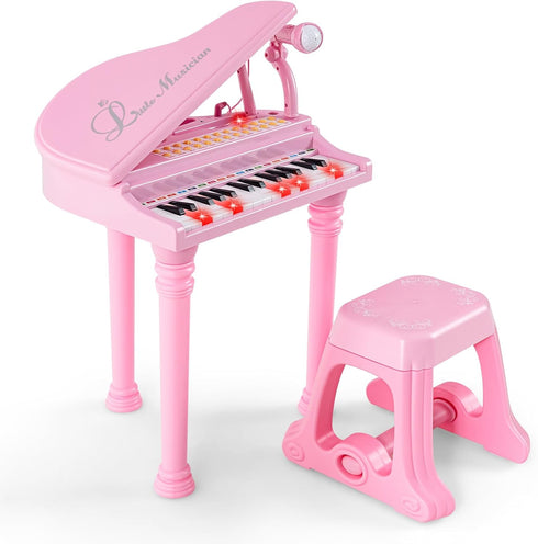 Honey Joy Classical Kids Mini Grand Piano w/ Music Stand & Stool,