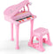 Honey Joy Classical Kids Mini Grand Piano w/ Music Stand & Stool,