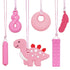 Chew Necklace for Sensory Kids, 5 Pack Chewy Necklace Sensory Chew Toys for Autistic Children, Silicone Pink Dinosaur