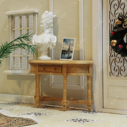 iLAND Miniature Wooden Dollhouse Furniture Set: Sofa, Cabinets, Coffee Table for Living Room (7pcs)
