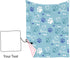 Personalized Baby Blankets for Boys Girls Custom Light Blue Baby Girl Blanket with Cute Puppy Paw Print Design, Soft