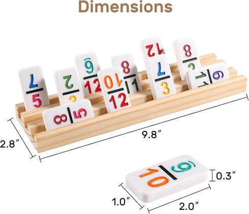 Set 4 12 Set 4 91 12 Set Mexican Train Dominoes with Numbers and Wooden Trays/Racks, Double Dominos Travel with Tiles