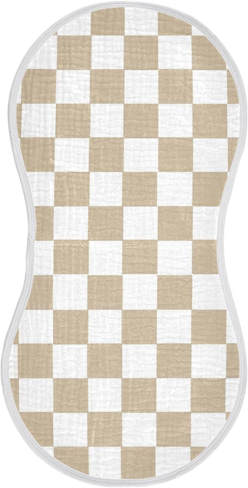 J JOYSAY 22''x11'' 4 sizex4 Checkered Plaid Dark Beige Baby Burp Cloths for Boys Girls Large Cotton Layer Baby Must