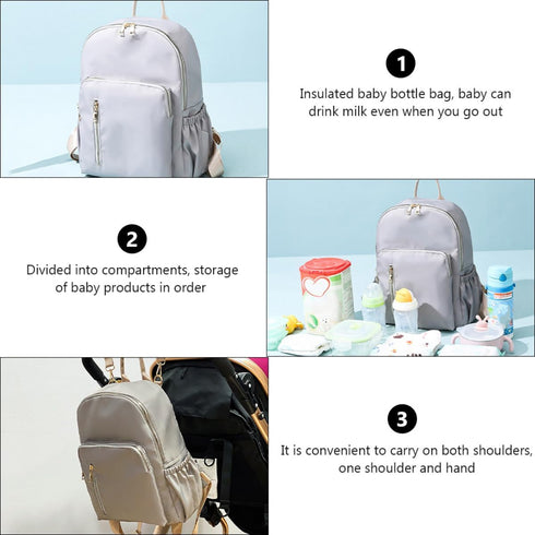 ELEOUTI Backpack Backpack Diaper Bag with Insulated Bottle Pouch and Stroller Straps for Moms, Large Capacity