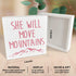 NKBINLILI Wooden Box Sign: She Will Move Mountains - Inspirational Girls Room Decor, Motivational Nursery Gift for Baby