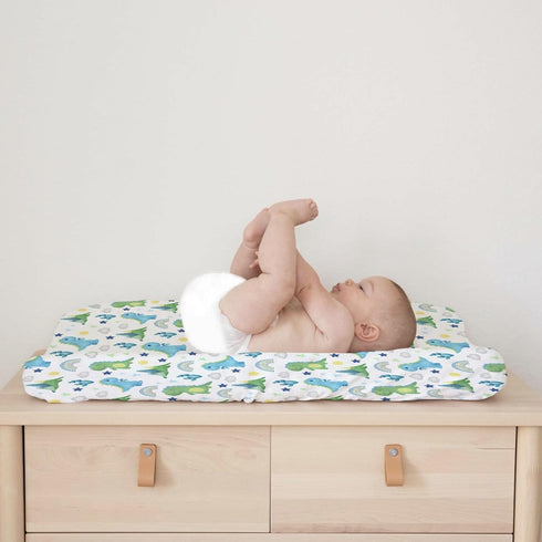 Dinosaur Rainbow Diaper Changing Pad Cover Sheets for Boy Girl, 32''x16'' Cartoon Dino Sun Star Cactus, Soft Breathable