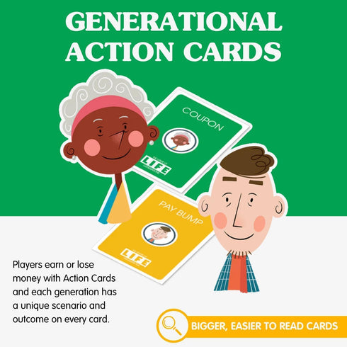 Joy for All The Game of Life Generations - Board Game for Seniors with Easy to Read Action Cards