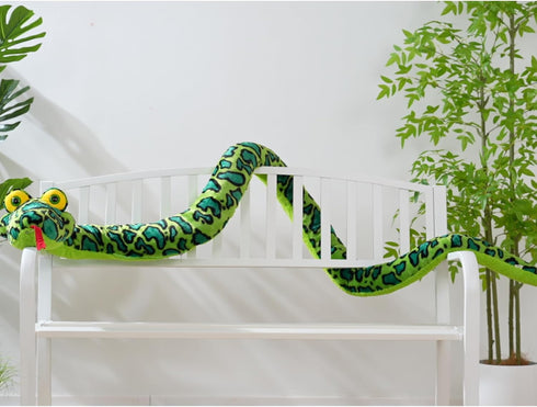 98 Inch MaoGoLan Giant Snake Stuffed Animal Long Snake Plush, Green Boa Constrictor Plush Toy for Kids, Teens, Cuddly