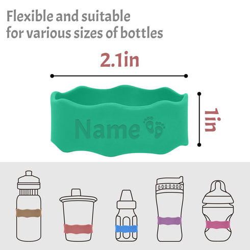 Personalized Water Bottle Name Bands, Custom Silicone Baby Bottle Labels for Daycare Reusable, Laser Engraving Bottle