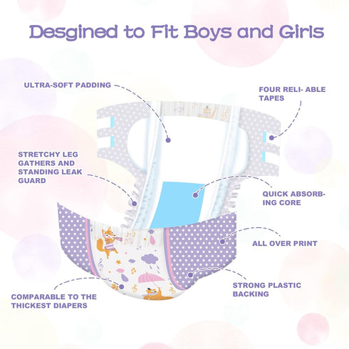 7 Adult Printed Diapers,X-Large-Fox and Bear, Pieces for Men and Women - Leak Protection Heavy Absorbency Protection