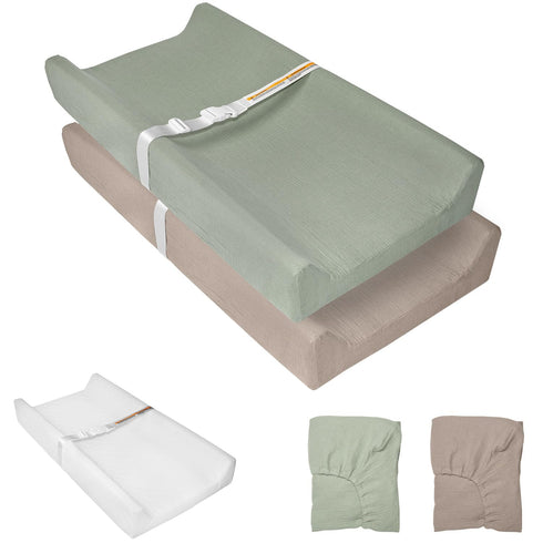Muslin Baby Changing Pad, 2 Pack Muslin Soft Cotton Covers & Waterproof