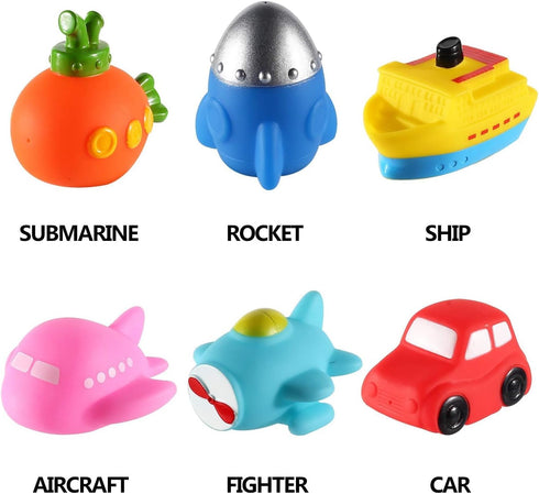 CHIMAGER 6 Packs Set, Swimming No Hole Boat Bath Toy Light up Changing Color in Water, Floating Rubber Bathtub Toys