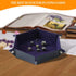 2 Pcs Portable Folding Dice Rolling Tray Set, Navy Blue and Camel PU Leather and Velvet Holder for RPG DND Games
